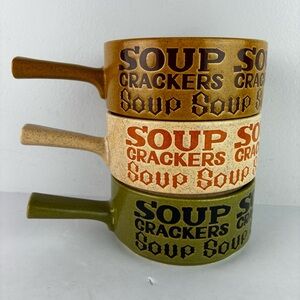 Vintage 1970’s Apex Stoneware Made in Japan Soup Bowls with Handles